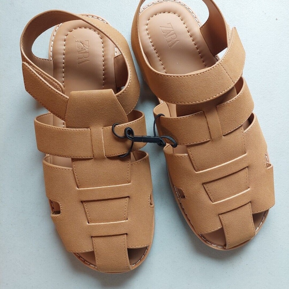Fisherman Cage Zara Sandals Women Size 10 Leather - Zara Brand Suede Soft New